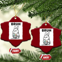 Bruh Angry Easter Bunny with Eggs Basket Ceramic Ornament Funny Rabbit Meme Humor Graphic Gift