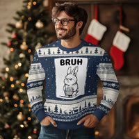 Bruh Angry Easter Bunny with Eggs Basket Ugly Christmas Sweater Funny Rabbit Meme Humor Graphic Gift