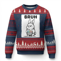 Bruh Angry Easter Bunny with Eggs Basket Ugly Christmas Sweater Funny Rabbit Meme Humor Graphic Gift