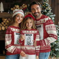 Bruh Angry Easter Bunny with Eggs Basket Ugly Christmas Sweater Funny Rabbit Meme Humor Graphic Gift