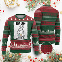 Bruh Angry Easter Bunny with Eggs Basket Ugly Christmas Sweater Funny Rabbit Meme Humor Graphic Gift