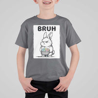 Bruh Angry Easter Bunny with Eggs Basket T Shirt For Kid Funny Rabbit Meme Humor Graphic Gift