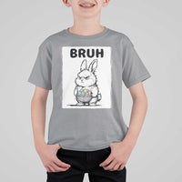 Bruh Angry Easter Bunny with Eggs Basket T Shirt For Kid Funny Rabbit Meme Humor Graphic Gift
