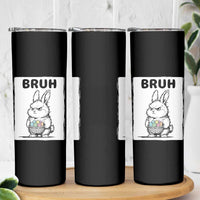 Bruh Angry Easter Bunny with Eggs Basket Skinny Tumbler Funny Rabbit Meme Humor Graphic Gift