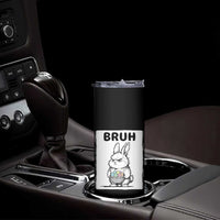 Bruh Angry Easter Bunny with Eggs Basket Skinny Tumbler Funny Rabbit Meme Humor Graphic Gift