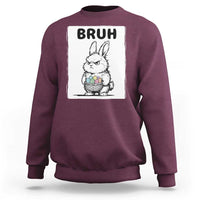 Bruh Angry Easter Bunny with Eggs Basket Sweatshirt Funny Rabbit Meme Humor Graphic Gift