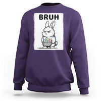 Bruh Angry Easter Bunny with Eggs Basket Sweatshirt Funny Rabbit Meme Humor Graphic Gift