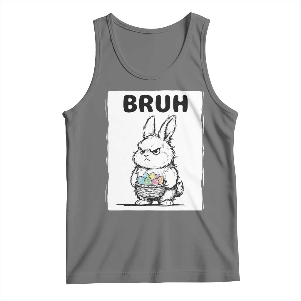 Bruh Angry Easter Bunny with Eggs Basket Tank Top Funny Rabbit Meme Humor Graphic Gift