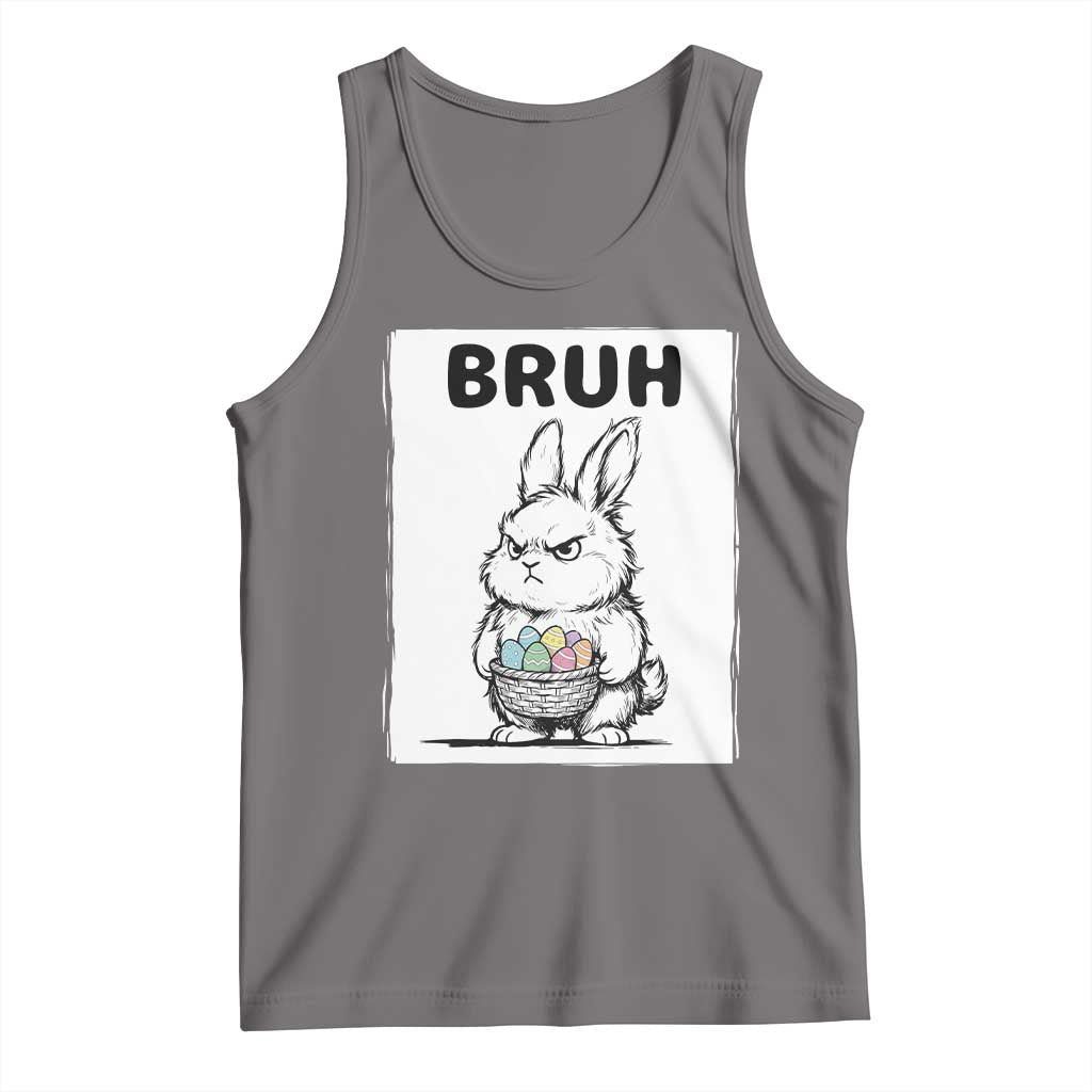 Bruh Angry Easter Bunny with Eggs Basket Tank Top Funny Rabbit Meme Humor Graphic Gift