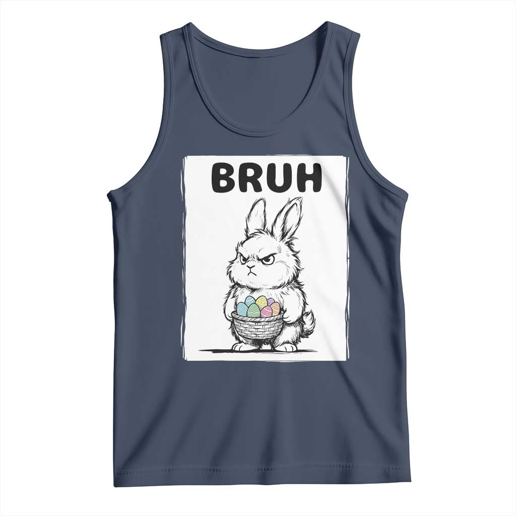 Bruh Angry Easter Bunny with Eggs Basket Tank Top Funny Rabbit Meme Humor Graphic Gift