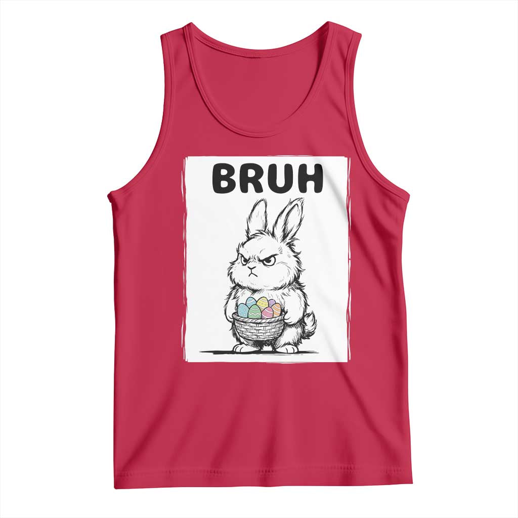 Bruh Angry Easter Bunny with Eggs Basket Tank Top Funny Rabbit Meme Humor Graphic Gift