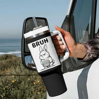 Bruh Angry Easter Bunny with Eggs Basket Tumbler With Handle Funny Rabbit Meme Humor Graphic Gift