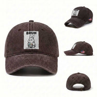 Bruh Angry Easter Bunny with Eggs Basket Washed Cotton Baseball Cap Funny Rabbit Meme Humor Graphic Gift