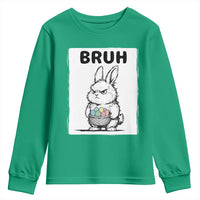 Bruh Angry Easter Bunny with Eggs Basket Youth Sweatshirt Funny Rabbit Meme Humor Graphic Gift