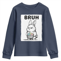 Bruh Angry Easter Bunny with Eggs Basket Youth Sweatshirt Funny Rabbit Meme Humor Graphic Gift