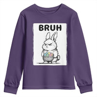 Bruh Angry Easter Bunny with Eggs Basket Youth Sweatshirt Funny Rabbit Meme Humor Graphic Gift