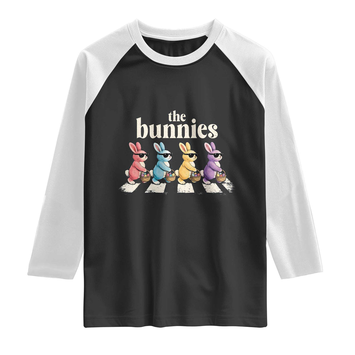 The Bunnies Parody Crossing Rabbits Graphic Raglan Shirt Funny Easter Pop Culture Style Cute Bunny Gift