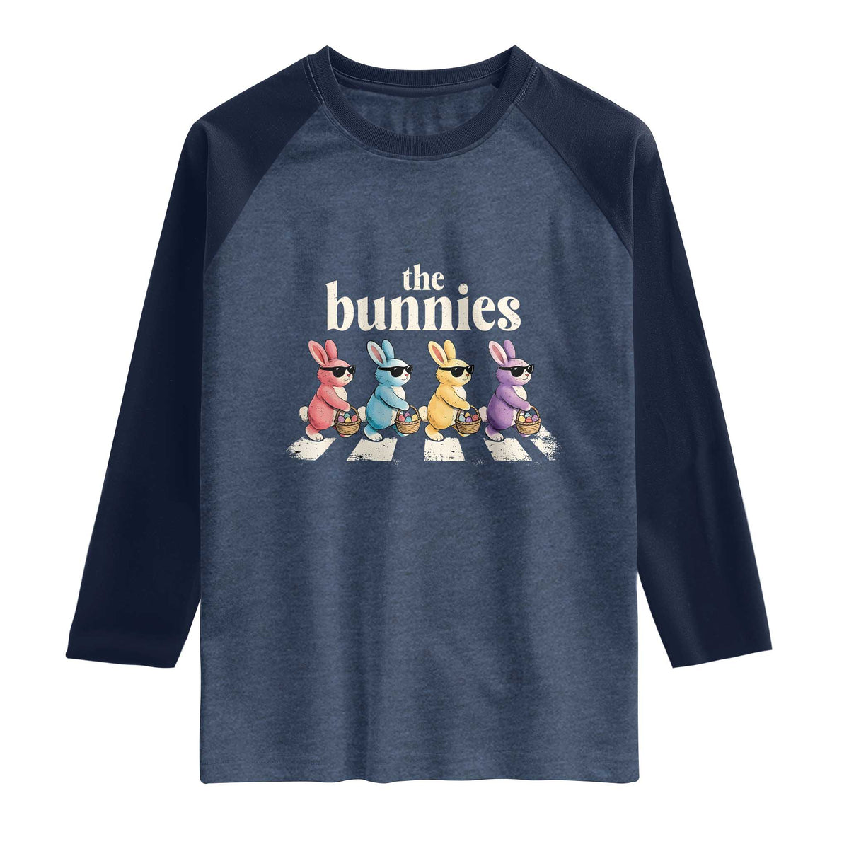 The Bunnies Parody Crossing Rabbits Graphic Raglan Shirt Funny Easter Pop Culture Style Cute Bunny Gift