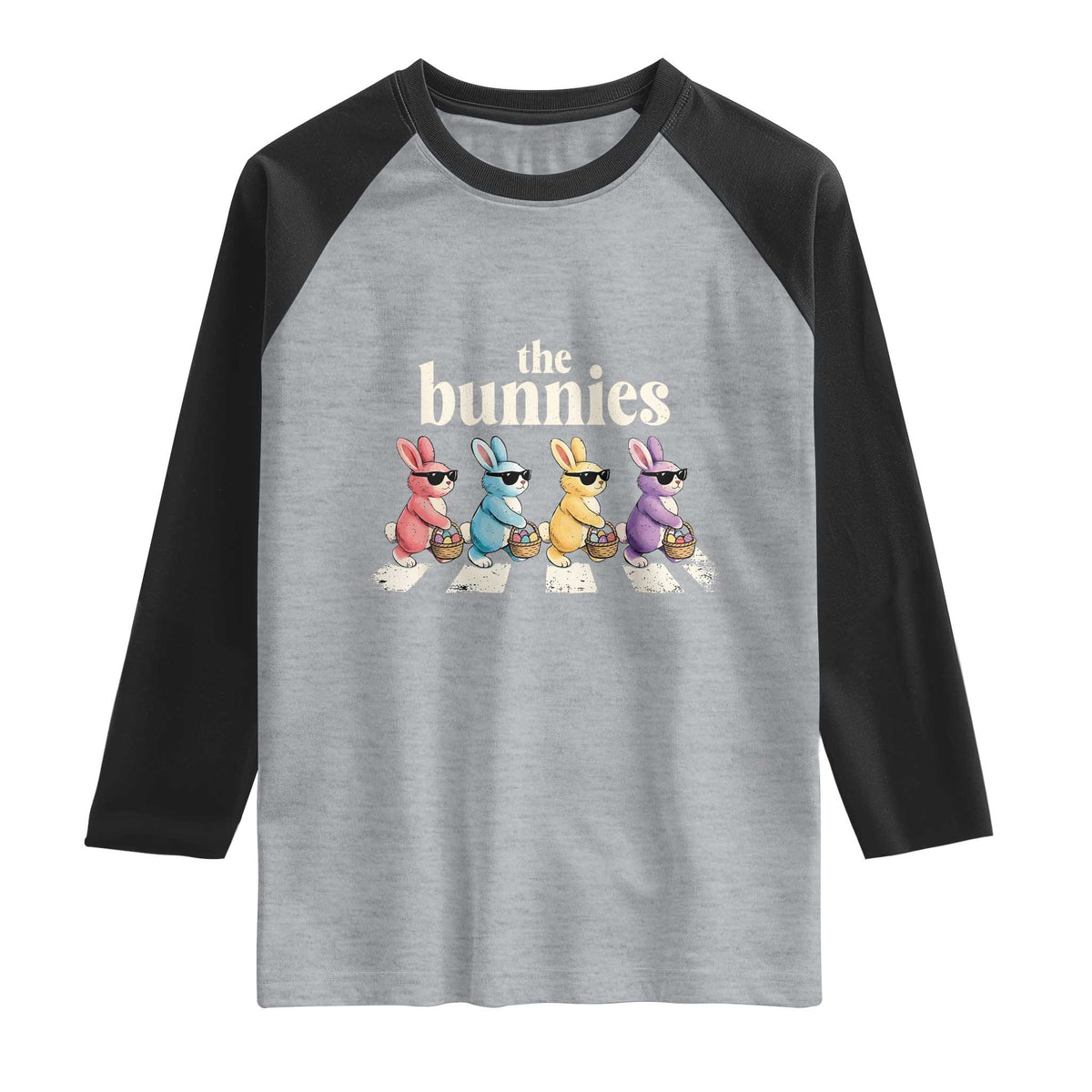 The Bunnies Parody Crossing Rabbits Graphic Raglan Shirt Funny Easter Pop Culture Style Cute Bunny Gift