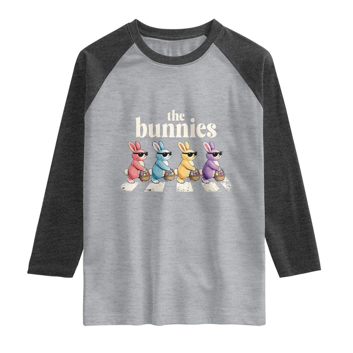 The Bunnies Parody Crossing Rabbits Graphic Raglan Shirt Funny Easter Pop Culture Style Cute Bunny Gift