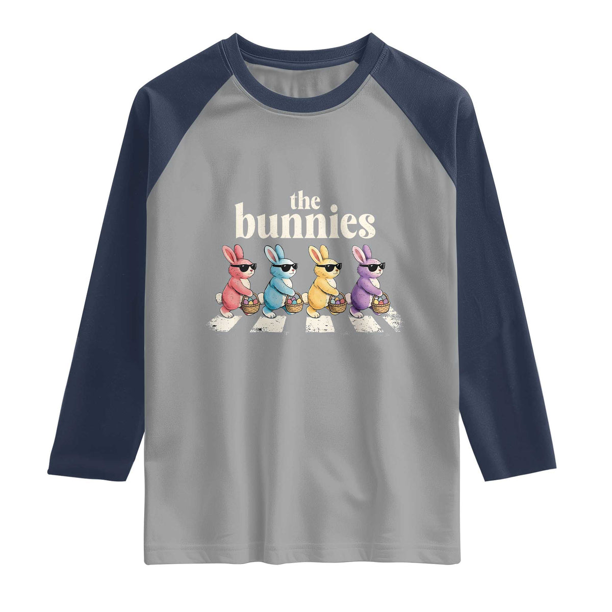 The Bunnies Parody Crossing Rabbits Graphic Raglan Shirt Funny Easter Pop Culture Style Cute Bunny Gift