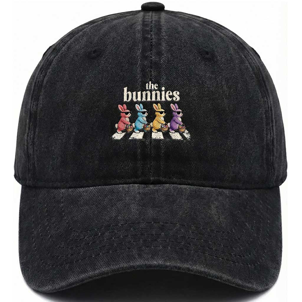 The Bunnies Parody Crossing Rabbits Graphic Washed Cotton Baseball Cap Funny Easter Pop Culture Style Cute Bunny Gift