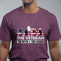 Papa The Veteran The Myth The Legend Patriotic Veteran Dad Proud Dad Father's Day Gifts For Dad Grandpa T Shirt - Wonder Print Shop