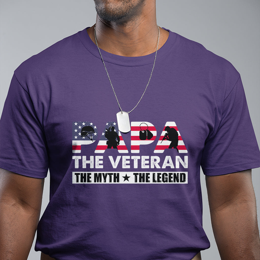 Papa The Veteran The Myth The Legend Patriotic Veteran Dad Proud Dad Father's Day Gifts For Dad Grandpa T Shirt - Wonder Print Shop