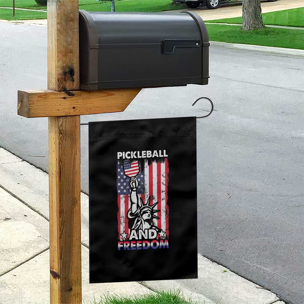 Funny Pickleball and Freedom Garden Flag Stature of Liberty 4th of July American Flag