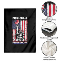Funny Pickleball and Freedom Garden Flag Stature of Liberty 4th of July American Flag