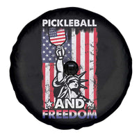 Funny Pickleball and Freedom Spare Tire Cover Stature of Liberty 4th of July American Flag