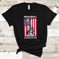 Funny Pickleball T Shirt Pickleball And Freedom Funny 4th of July American Flag Pickleball Lover USA Lover Gifts - Wonder Print Shop