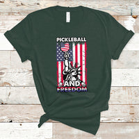 Funny Pickleball T Shirt Pickleball And Freedom Funny 4th of July American Flag Pickleball Lover USA Lover Gifts - Wonder Print Shop