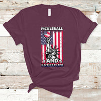 Funny Pickleball T Shirt Pickleball And Freedom Funny 4th of July American Flag Pickleball Lover USA Lover Gifts - Wonder Print Shop