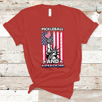 Funny Pickleball T Shirt Pickleball And Freedom Funny 4th of July American Flag Pickleball Lover USA Lover Gifts - Wonder Print Shop