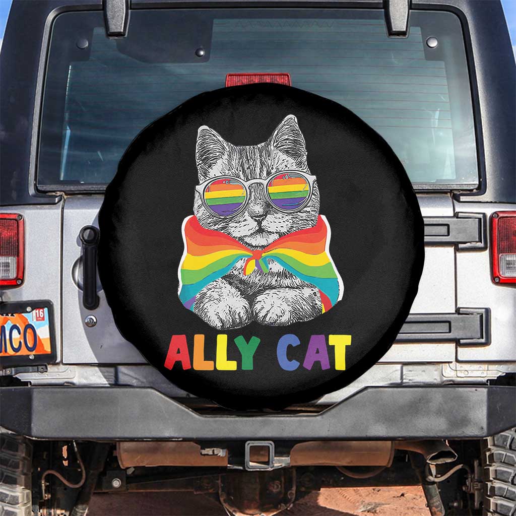 Ally Cat with Pride Cape Spare Tire Cover Rainbow LGBTQ+ Support