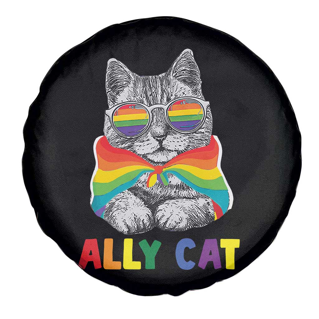 Ally Cat with Pride Cape Spare Tire Cover Rainbow LGBTQ+ Support