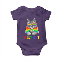 Ally Cat with Pride Cape Baby Onesie Rainbow LGBTQ+ Support