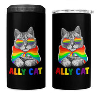 Ally Cat with Pride Cape 4 in 1 Can Cooler Tumbler Rainbow LGBTQ+ Support