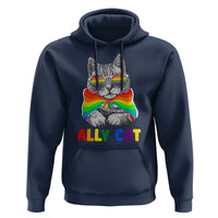 Ally Cat with Pride Cape Hoodie Rainbow LGBTQ+ Support