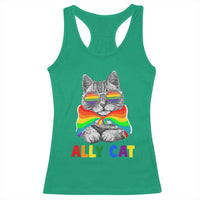 Ally Cat with Pride Cape Racerback Tank Top Rainbow LGBTQ+ Support