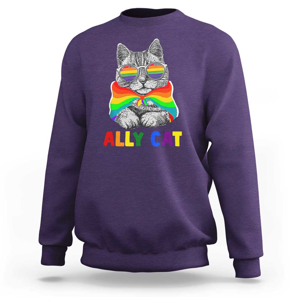 Ally Cat with Pride Cape Sweatshirt Rainbow LGBTQ+ Support