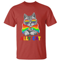 Ally Cat with Pride Cape T Shirt Rainbow LGBTQ+ Support