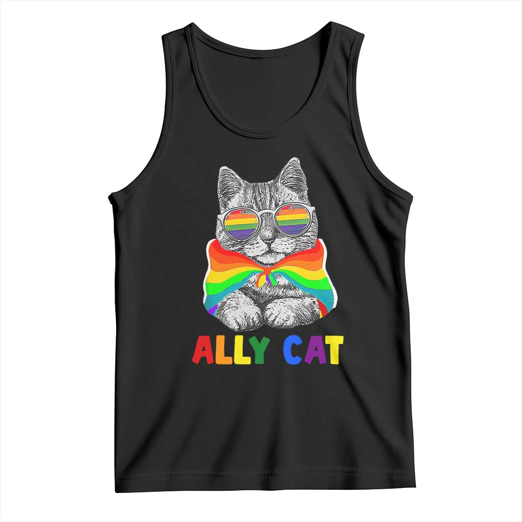 Ally Cat with Pride Cape Tank Top Rainbow LGBTQ+ Support