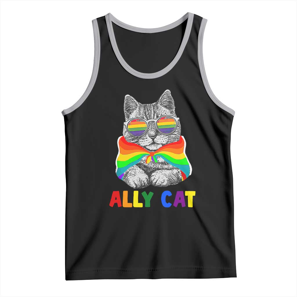 Ally Cat with Pride Cape Tank Top Rainbow LGBTQ+ Support