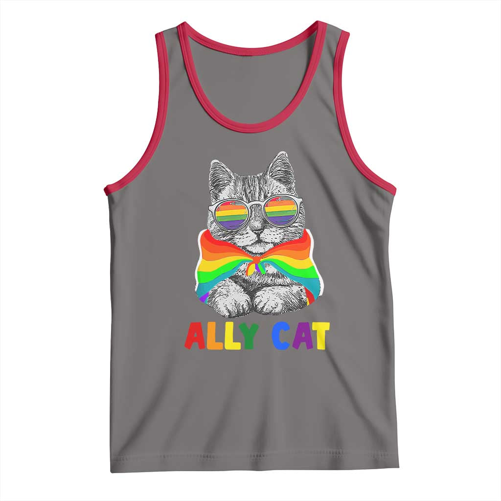 Ally Cat with Pride Cape Tank Top Rainbow LGBTQ+ Support