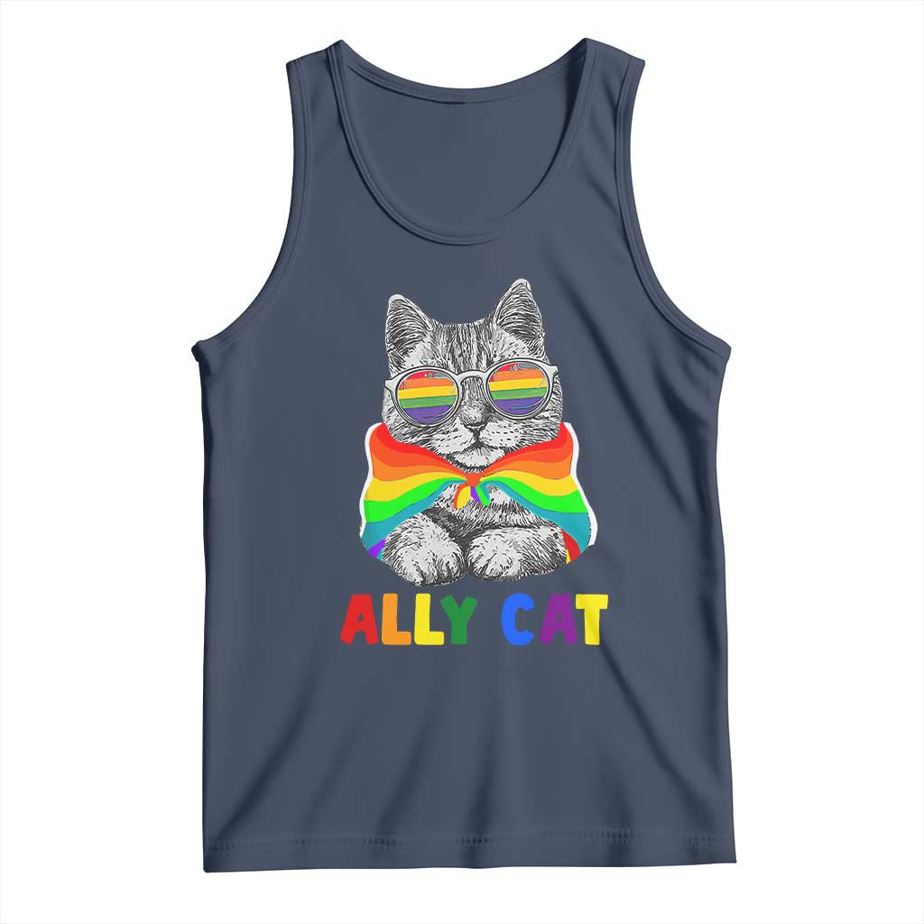 Ally Cat with Pride Cape Tank Top Rainbow LGBTQ+ Support