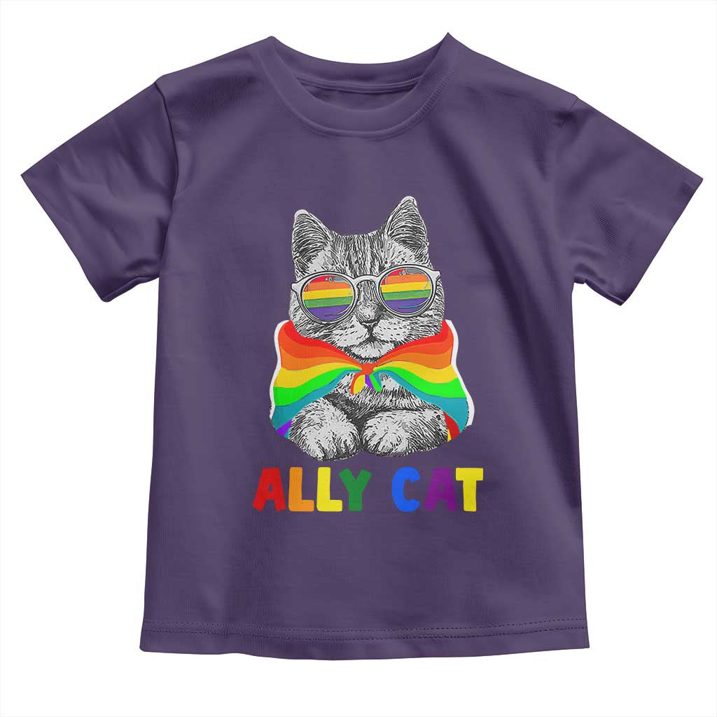 Ally Cat with Pride Cape Toddler T Shirt Rainbow LGBTQ+ Support
