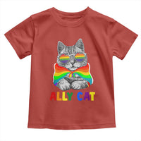 Ally Cat with Pride Cape Toddler T Shirt Rainbow LGBTQ+ Support