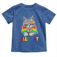 Ally Cat with Pride Cape Toddler T Shirt Rainbow LGBTQ+ Support
